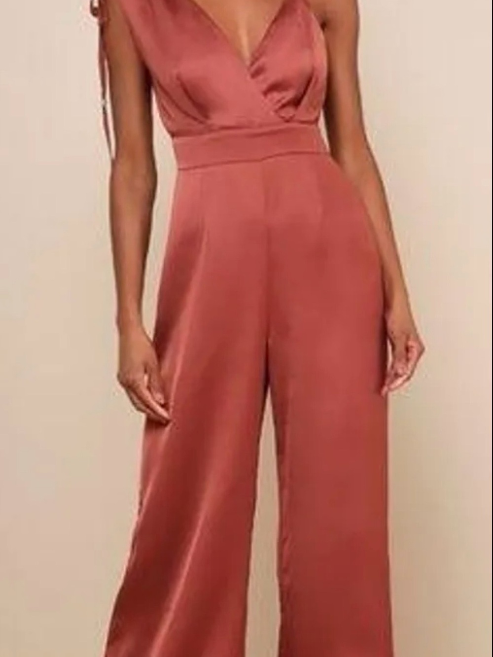 Lulus Sleeveless V-Neck Wide-Leg Jumpsuit - Rust
